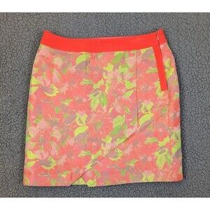Ted Baker London Woman’s Floral High Rise Aline Skirt Size 1 Neon Orange Pinks